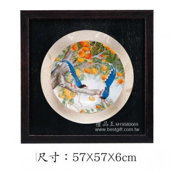 12"藍鵲與柿子(立體框)張克齊先生作品